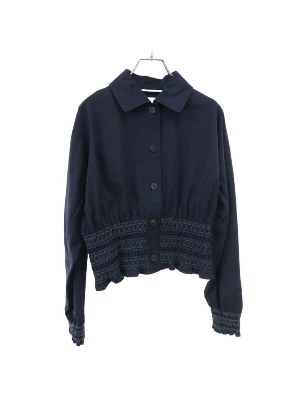 Hermes Embroidery Short Jacket Navy 40